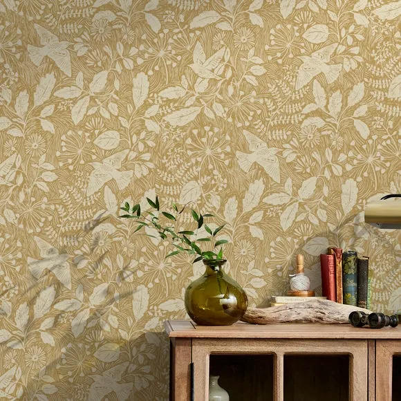 Starling Design Wallpaper - Yellow, Matt Finish