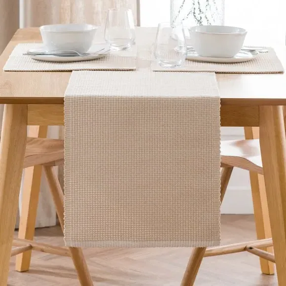 Stitch Line Table Runner - Natural, Cotton