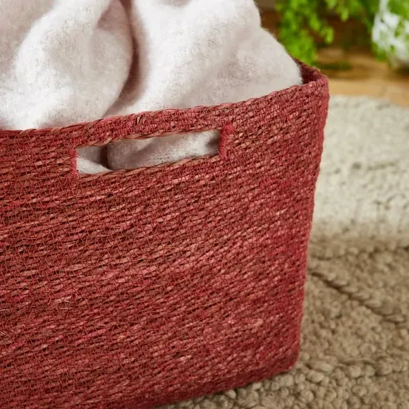 Storage Basket Handwoven - Rhubarb, Seagrass