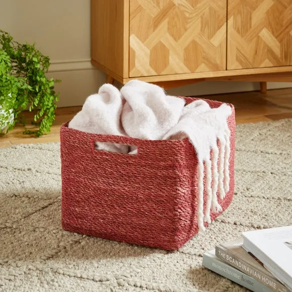 Storage Basket Handwoven - Rhubarb, Seagrass