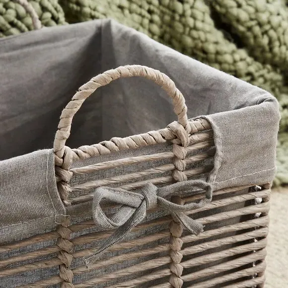 Storage Basket with Handle - Grey, Metal Wire