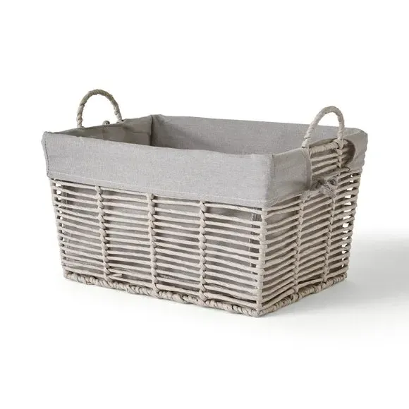Storage Basket with Handle - Grey, Metal Wire