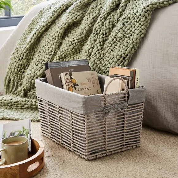 Storage Basket with Handle - Grey, Metal Wire image