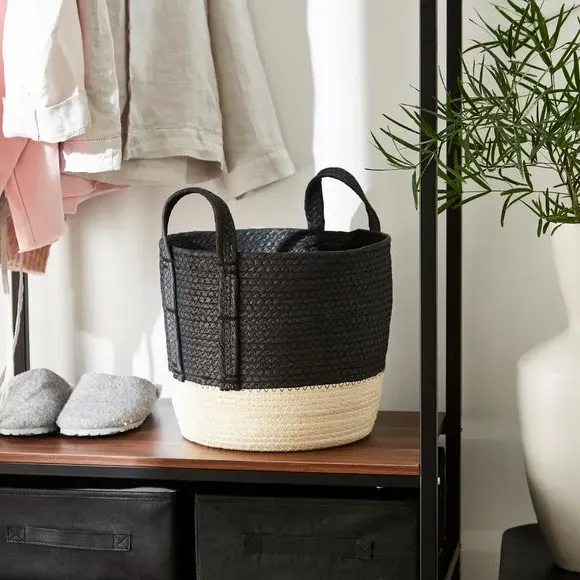Storage Basket with Handles - Black image