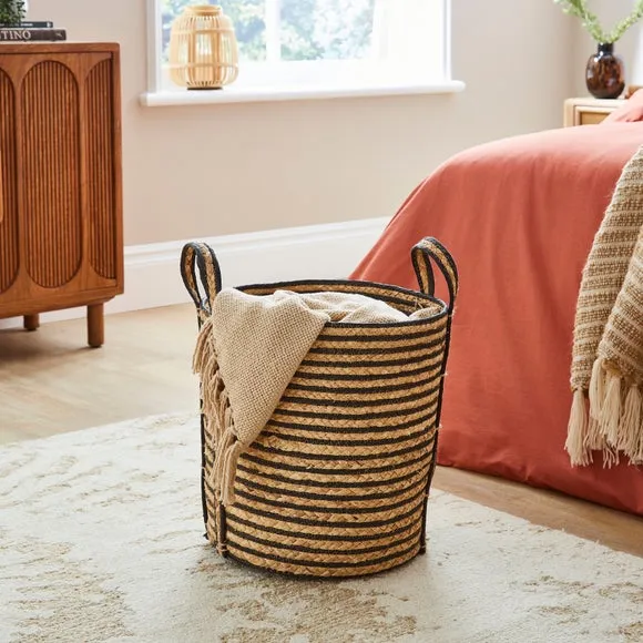 Storage Basket with Handles - Black, Water Hyacinth image