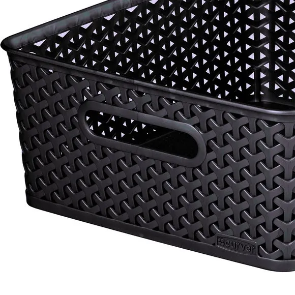 Storage Basket with Handles - Dark Grey, Rattan