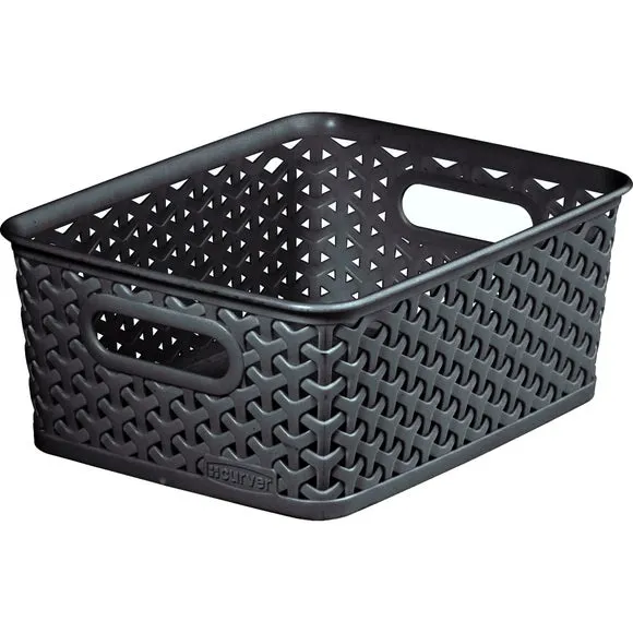 Storage Basket with Handles - Dark Grey, Rattan