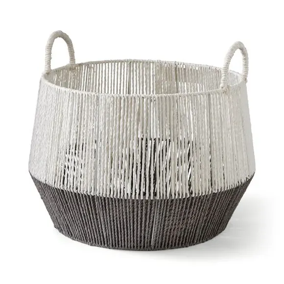 Storage Basket with Handles - Grey, Hand Knitted