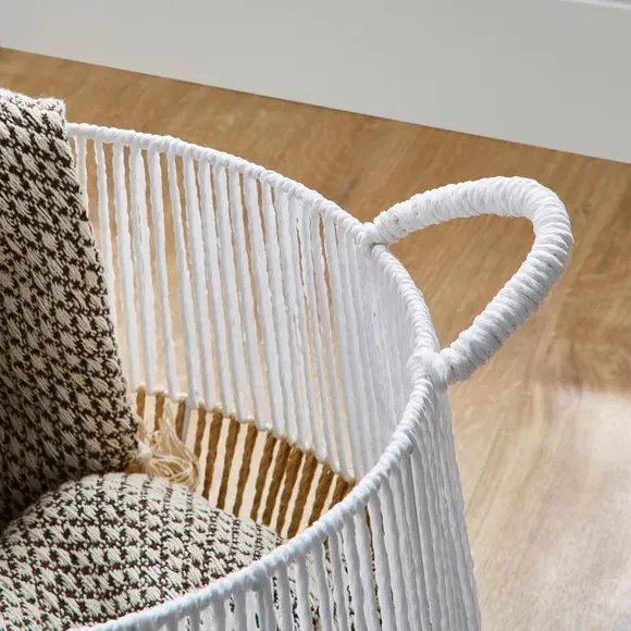 Storage Basket with Handles - Natural, Hand Knitted