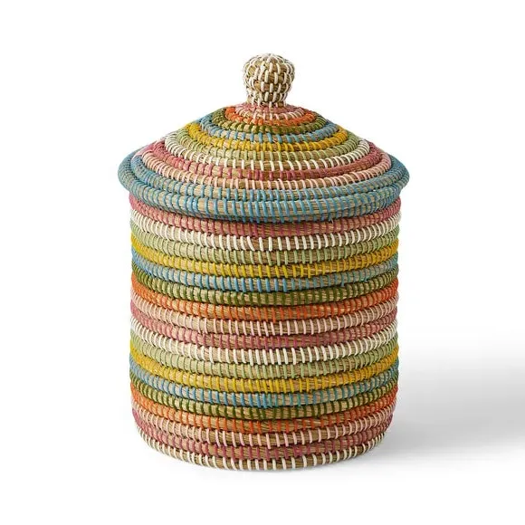 Storage Basket with Lid - Multicolor, Seagrass