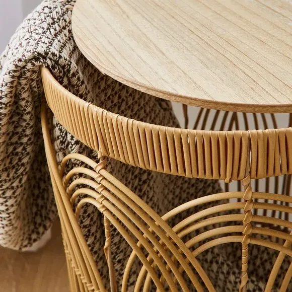 Storage Basket with Lid - Natural, Faux Rattan