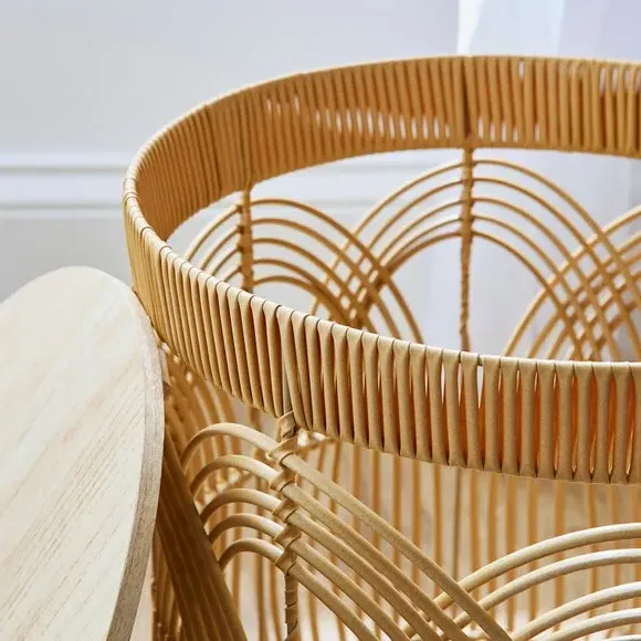 Storage Basket with Lid - Natural, Faux Rattan