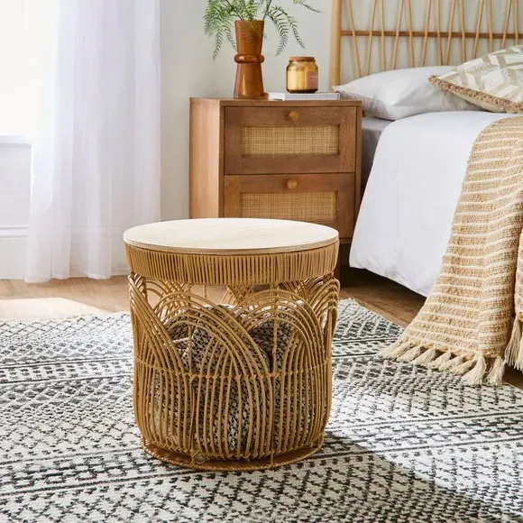 Storage Basket with Lid - Natural, Faux Rattan image