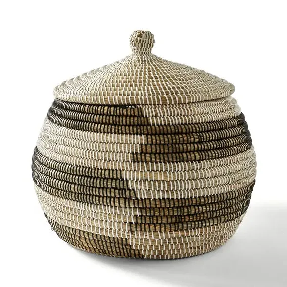 Storage Basket with Lid - Natural, Woven