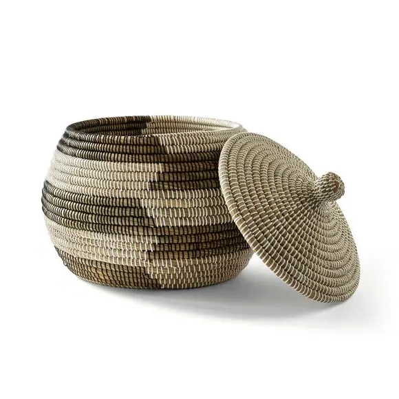 Storage Basket with Lid - Natural, Woven