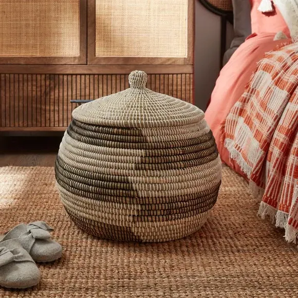 Storage Basket with Lid - Natural, Woven image