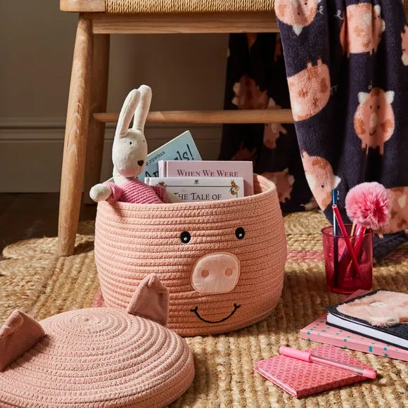 Storage Basket with Lid - Pink