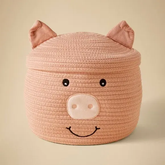 Storage Basket with Lid - Pink