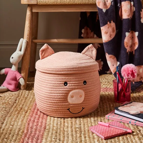 Storage Basket with Lid - Pink