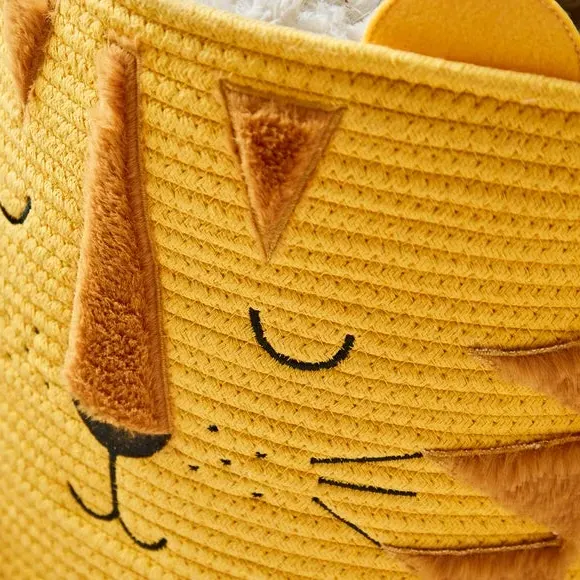 Storage Basket with Tiger Design - Yellow, Rope