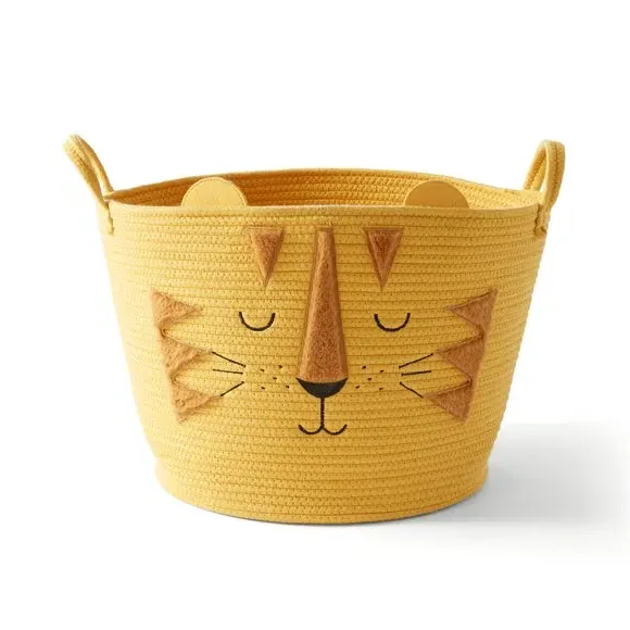 Storage Basket with Tiger Design - Yellow, Rope