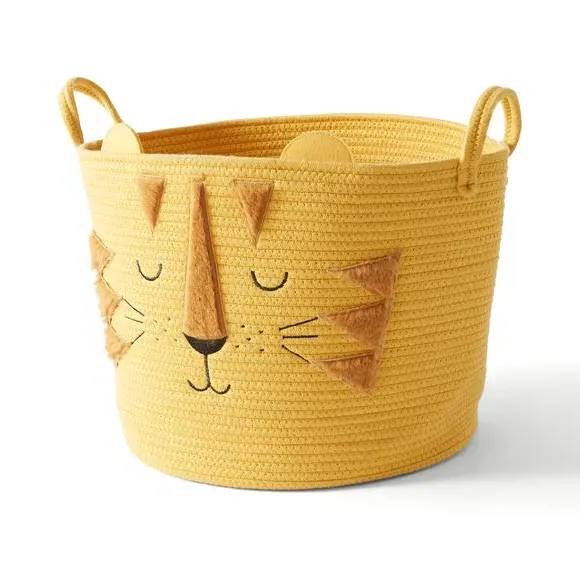 Storage Basket with Tiger Design - Yellow, Rope
