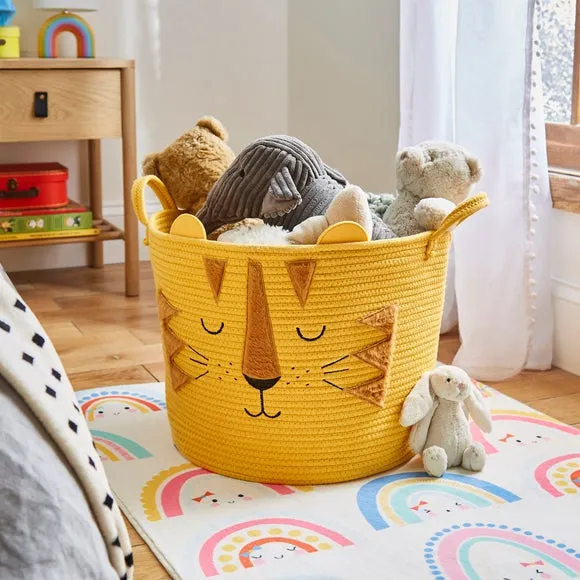 Storage Basket with Tiger Design - Yellow, Rope image