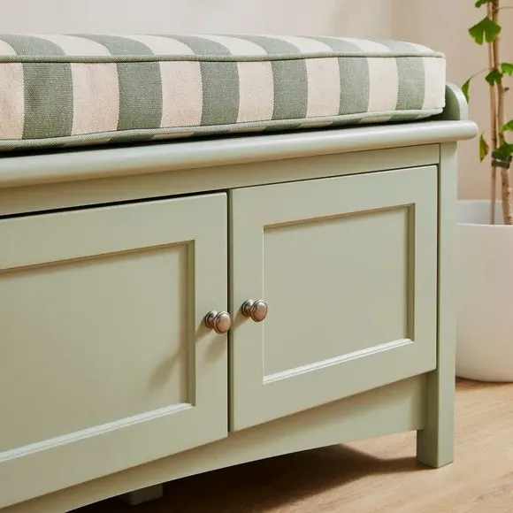 Storage Bench with Cushion - Green, Fabric
