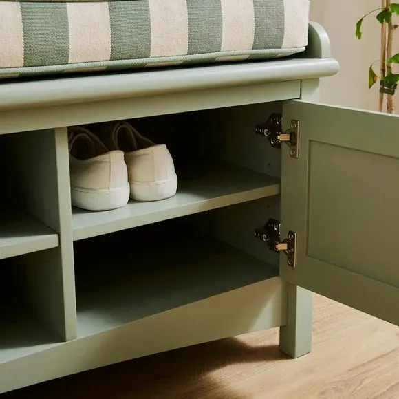 Storage Bench with Cushion - Green, Fabric