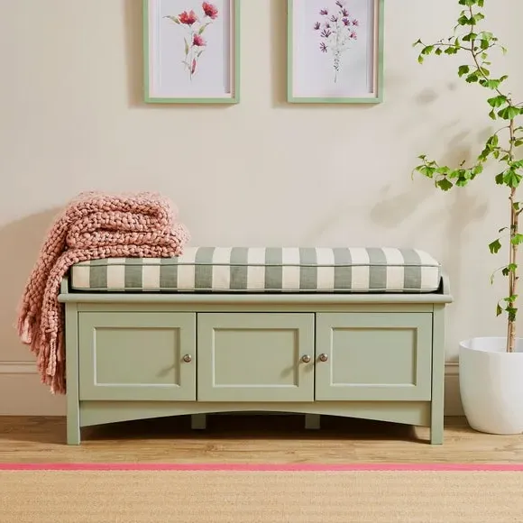 Storage Bench with Cushion - Green, Fabric image