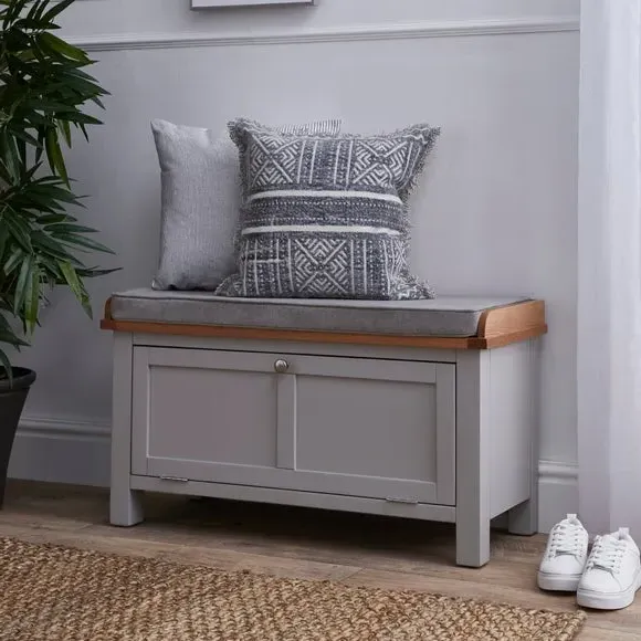 Storage Bench with Cushion - Grey, Pine image
