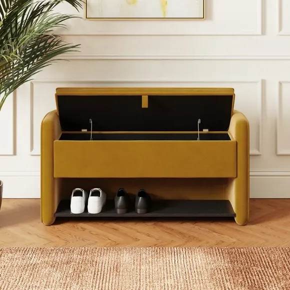 Storage Bench with Lift-Up Top - Caramel, Velvet