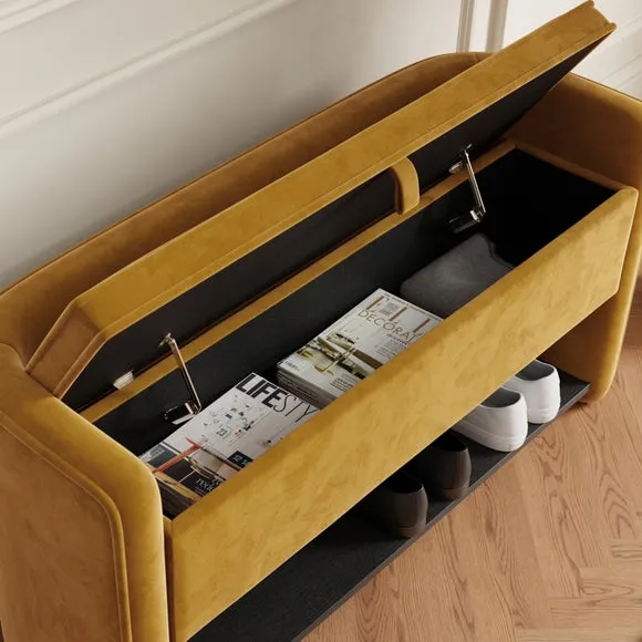 Storage Bench with Lift-Up Top - Caramel, Velvet