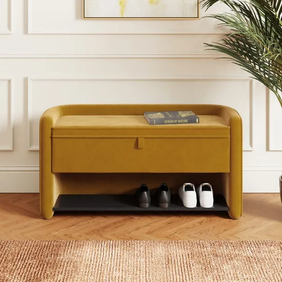Storage Bench with Lift-Up Top - Caramel, Velvet