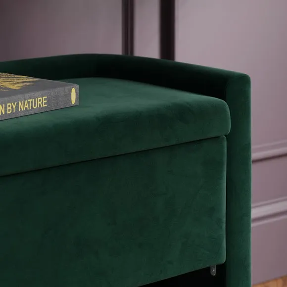 Storage Bench with Lift-Up Top - Green, Velvet