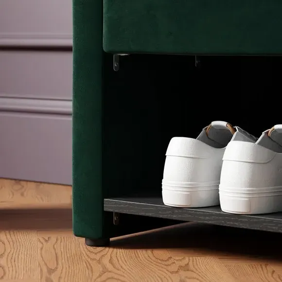 Storage Bench with Lift-Up Top - Green, Velvet
