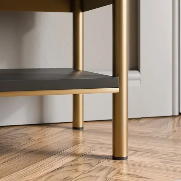 Storage Bench with Ribbed Detail - Black