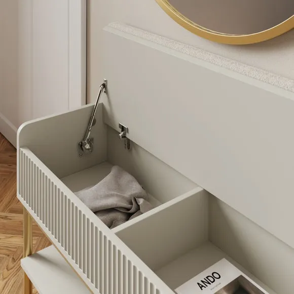 Storage Bench with Ribbed Detail - Natural
