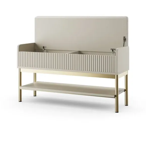 Storage Bench with Ribbed Detail - Natural