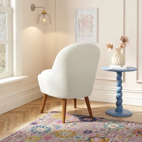 Storage Cocktail Chair - Ivory, Sherpa