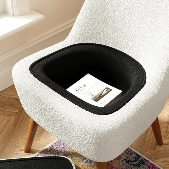 Storage Cocktail Chair - Ivory, Sherpa