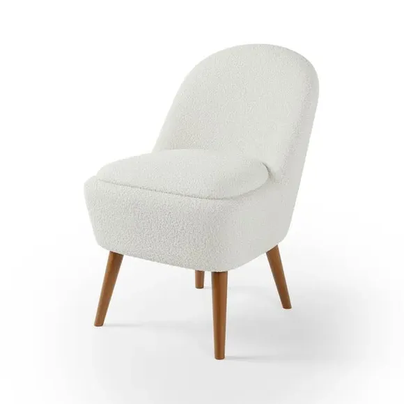 Storage Cocktail Chair - Ivory, Sherpa
