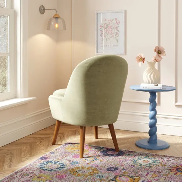 Storage Cocktail Chair - Soft Olive, Velvet