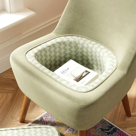 Storage Cocktail Chair - Soft Olive, Velvet