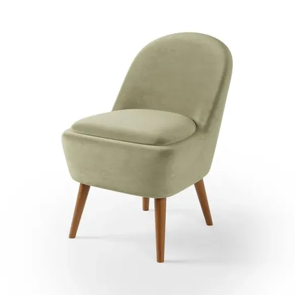 Storage Cocktail Chair - Soft Olive, Velvet