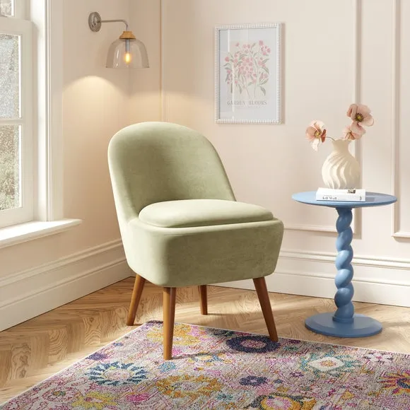 Storage Cocktail Chair - Soft Olive, Velvet