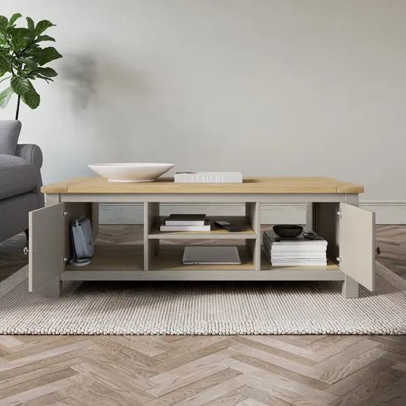 Storage Coffee Table - Stone, Oak Effect