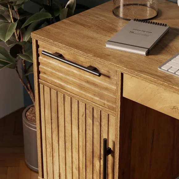 Storage Desk with Drawers - Mango Wood Effect