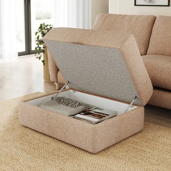 Storage Footstool with Lift Lid - Clay, Fabric
