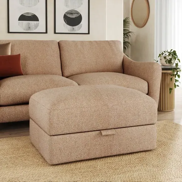 Storage Footstool with Lift Lid - Clay, Fabric image